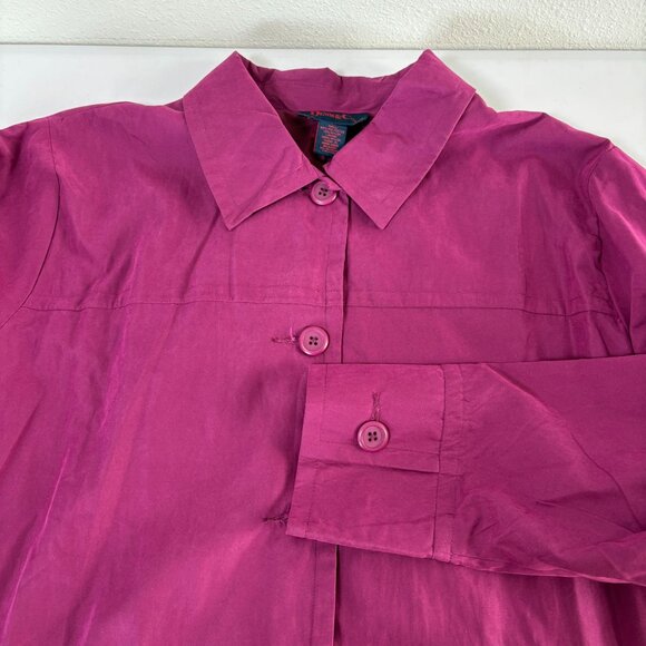 Denim & Co Microfiber 3/4 Length Coat Size 2X Purple Button Front A65636 NWT - Picture 7 of 12